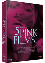 Charger l&#39;image dans la galerie, Coffret 5 Pink Films - Vol. 1-5 : Une poupée gonflable dans le désert + Deux femmes dans l&#39;enfer du vice + Chanson pour l&#39;enfer d&#39;une femme + Prière d&#39;extase + Une famille dévoyée (1967) - front cover
